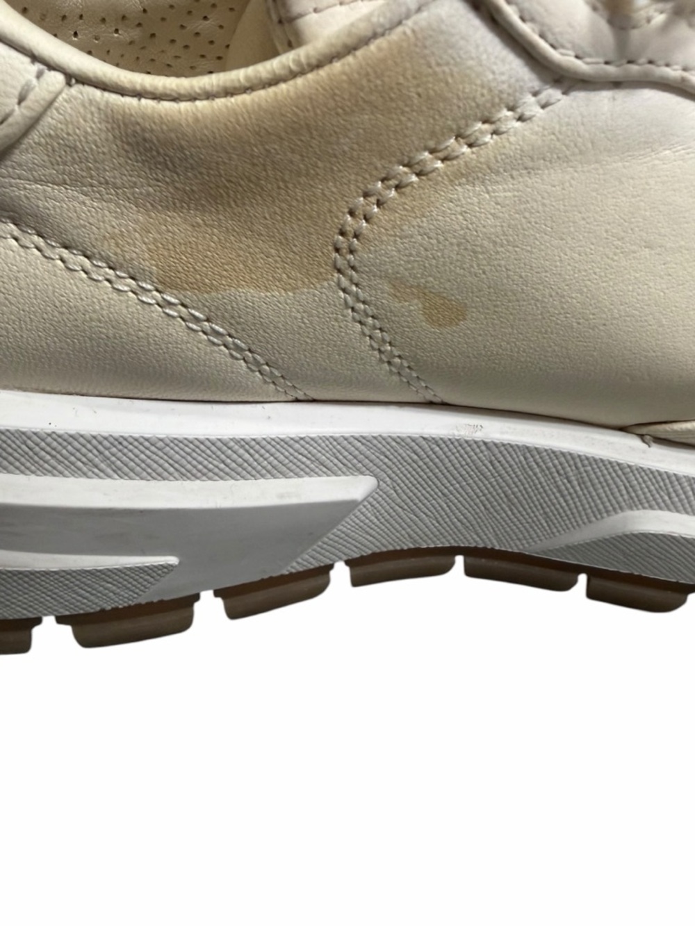 Prada Women’s Cream and Gold Leather Platform Sneakers - Picture 12 of 13
